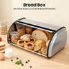 410 Stainless Steel Bread Box Large-Capacity Bread Storage Box with Cover Vent Holes Dust-Proof for Kitchens/Bakeries
