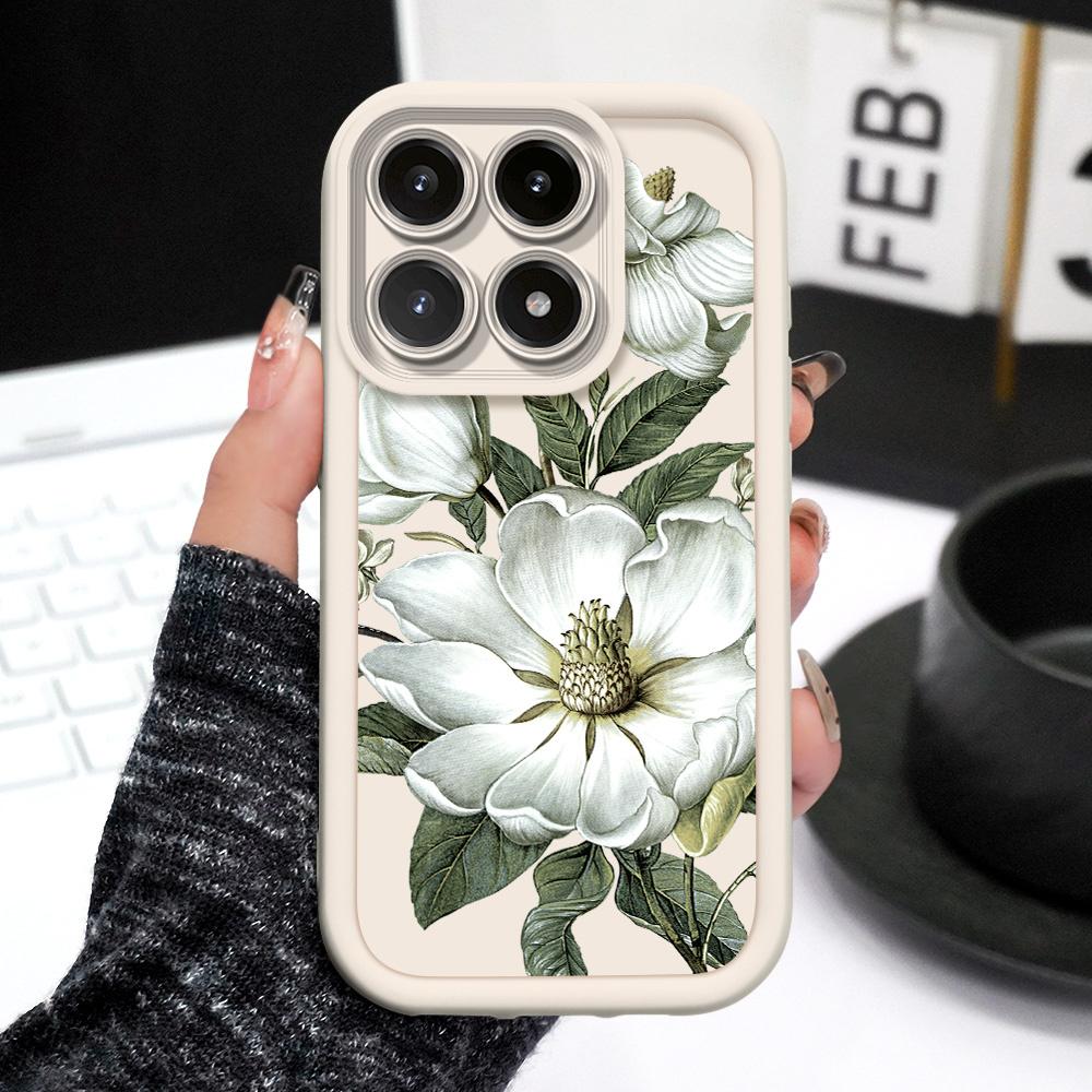 Magnolia Flower Phone Case For Xiaomi 15T 14T 13T Pro 17 15 14 13 12 Lite Ultra Pro Max 5G Staircase Soft Cover