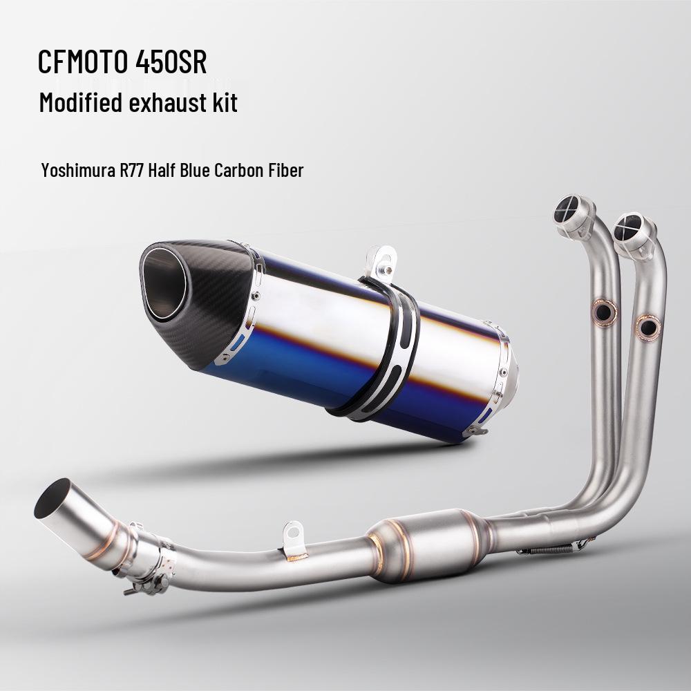 CFMOTO 450SR Stainless Steel Exhaust Pipe: Front, Middle, and SC Tail Sections for Motorcycles.