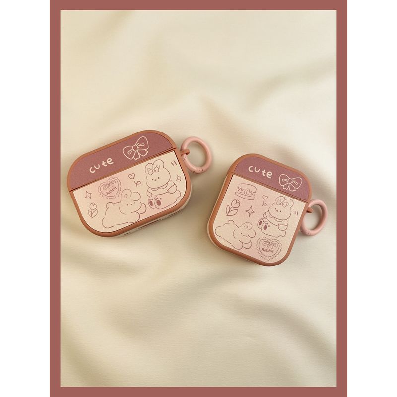 

Second Generation Pro Wireless Bluetooth Earbuds Case Third Generation 1 Applicable to Apple Aipods2 Generation 4 Fourth Generation Airpodpro Box AirPods Pro2 [Pink line rabbit] send Hook