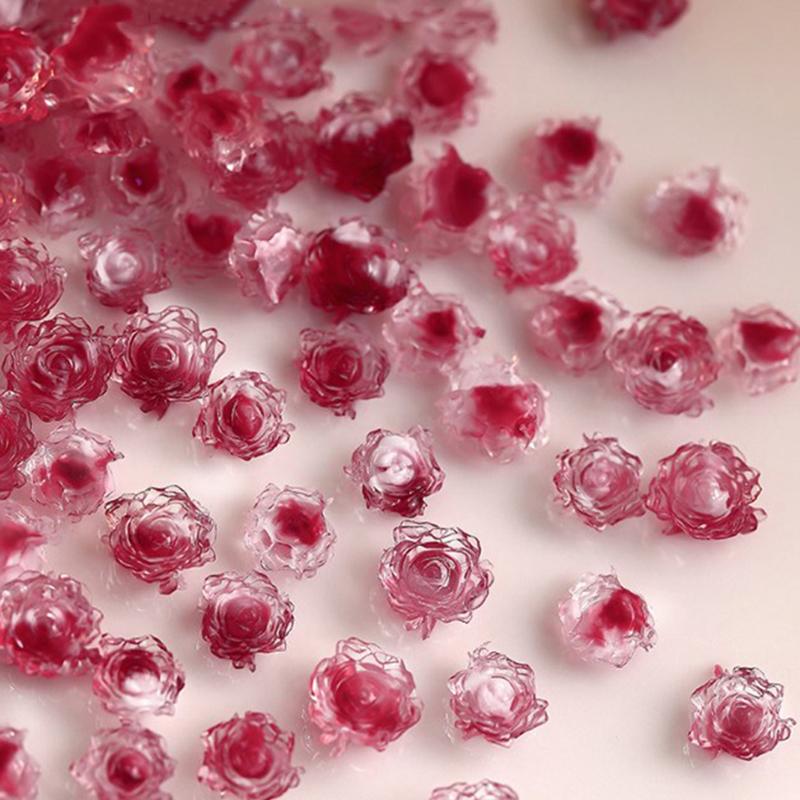 50Pcs 3D Resin Flowers Nail Art Charms Accessories Rose Camellia Nail Decor Diy Nails Decoration Materials Manicure Salon Supply