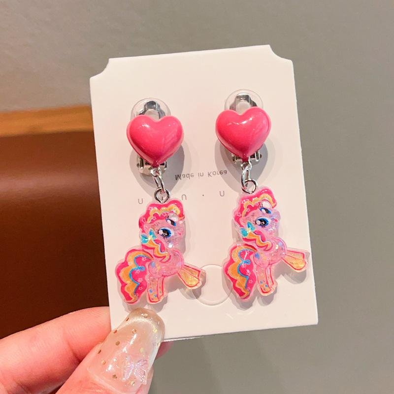 Children'S Ear-Free Ear Clips, Cute Girls' Pain-Free Earrings, Earrings, Cartoon Cartoon Girl Earrings, Jewelry.