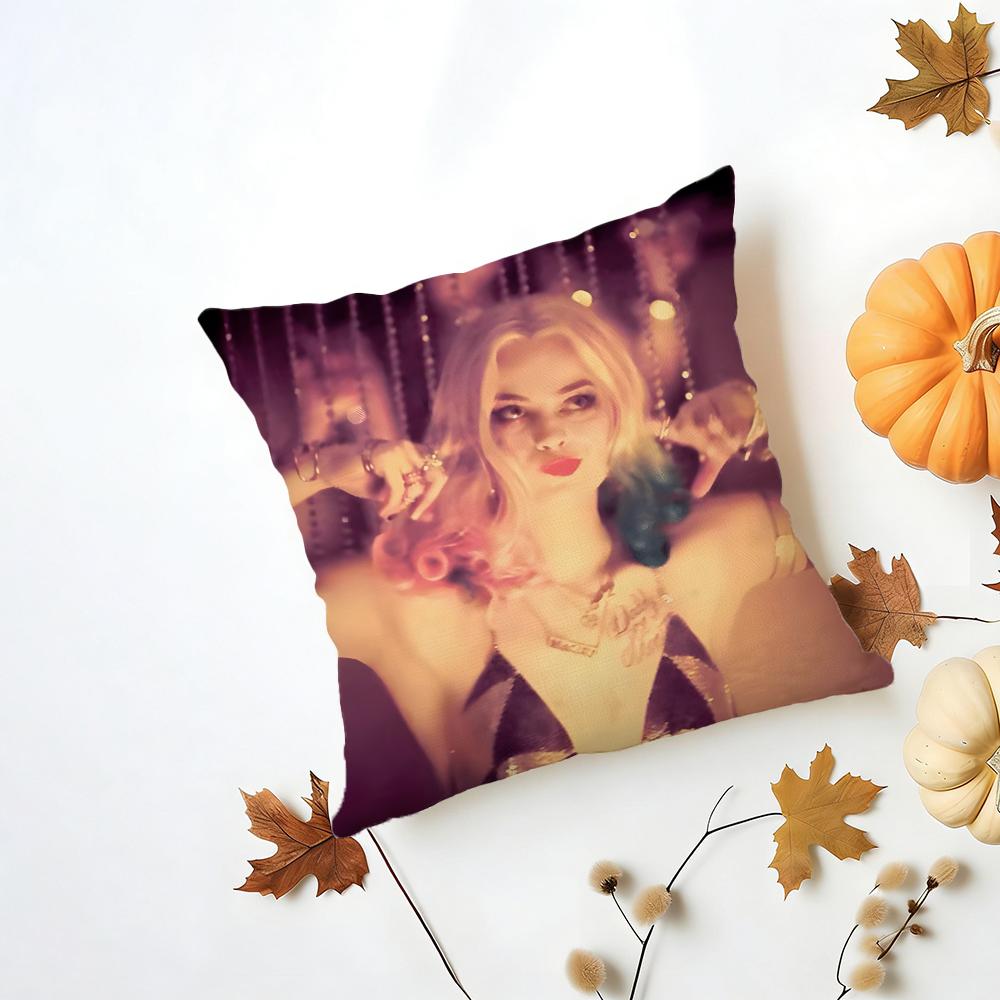 MMargot Robbie Cushion Cover Washable Linen Pillowcase Soft  for Daily Sofa Bed Home Room Decor