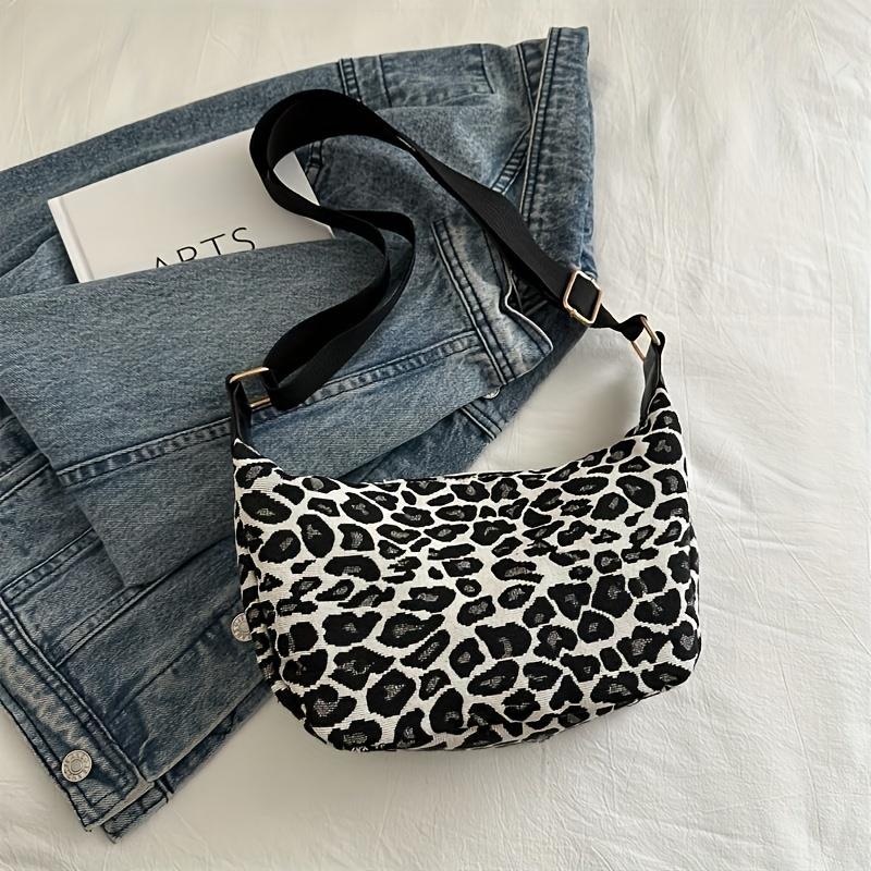 Elegant Women Leopard Print Crossbody Bag - Stylish Large Capacity, Wide Shoulder Strap, Zipper Closure, Perfect for Daily Use