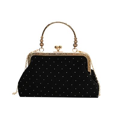 Lapimou Party Bag with Sparkling Chain and Rhinestone Clasp, Perfect for Weddings, Yukata, Kimono Dresses, Entrance Ceremonies, Graduations, and