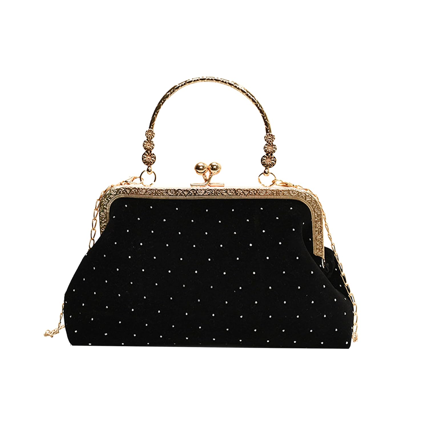 

Lapimou Party Bag with Sparkling Chain and Rhinestone Clasp, Perfect for Weddings, Yukata, Kimono Dresses, Entrance Ceremonies, Graduations, and