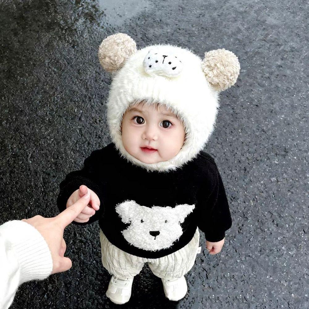 Warm Baby Winter Hat Ear Protection Baby Bonnet Cartoon Pom Pom Hat  Winter Wear
