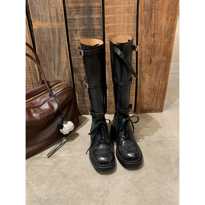 Studiolee Locomotive Fashionable Fine Belt Buckle Retro Thick Heel Medium-high Knight Boots Women's Autumn and Winter Models