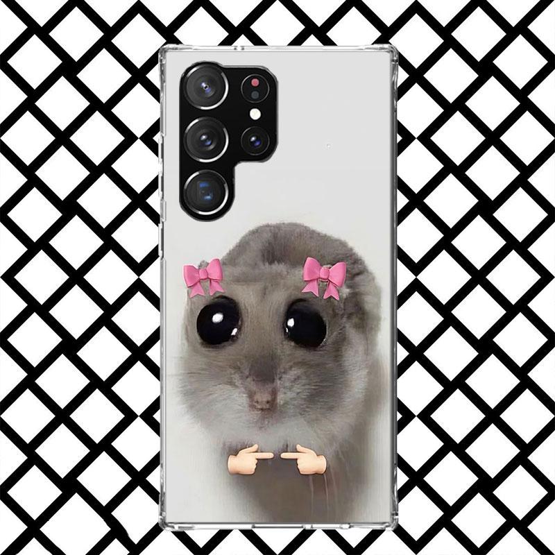 Funny Sad Hamster Meme Phone Case for Samsung Galaxy S26 S25 Edge S24 S23 Ultra S22 Plus S21 FE S20 + Soft Cover Print Fundas Ga