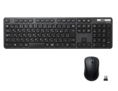 ELECOM Wireless Keyboard Mouse Set Membrana Fina Teclado Completo Preto TK-FDM110MBK