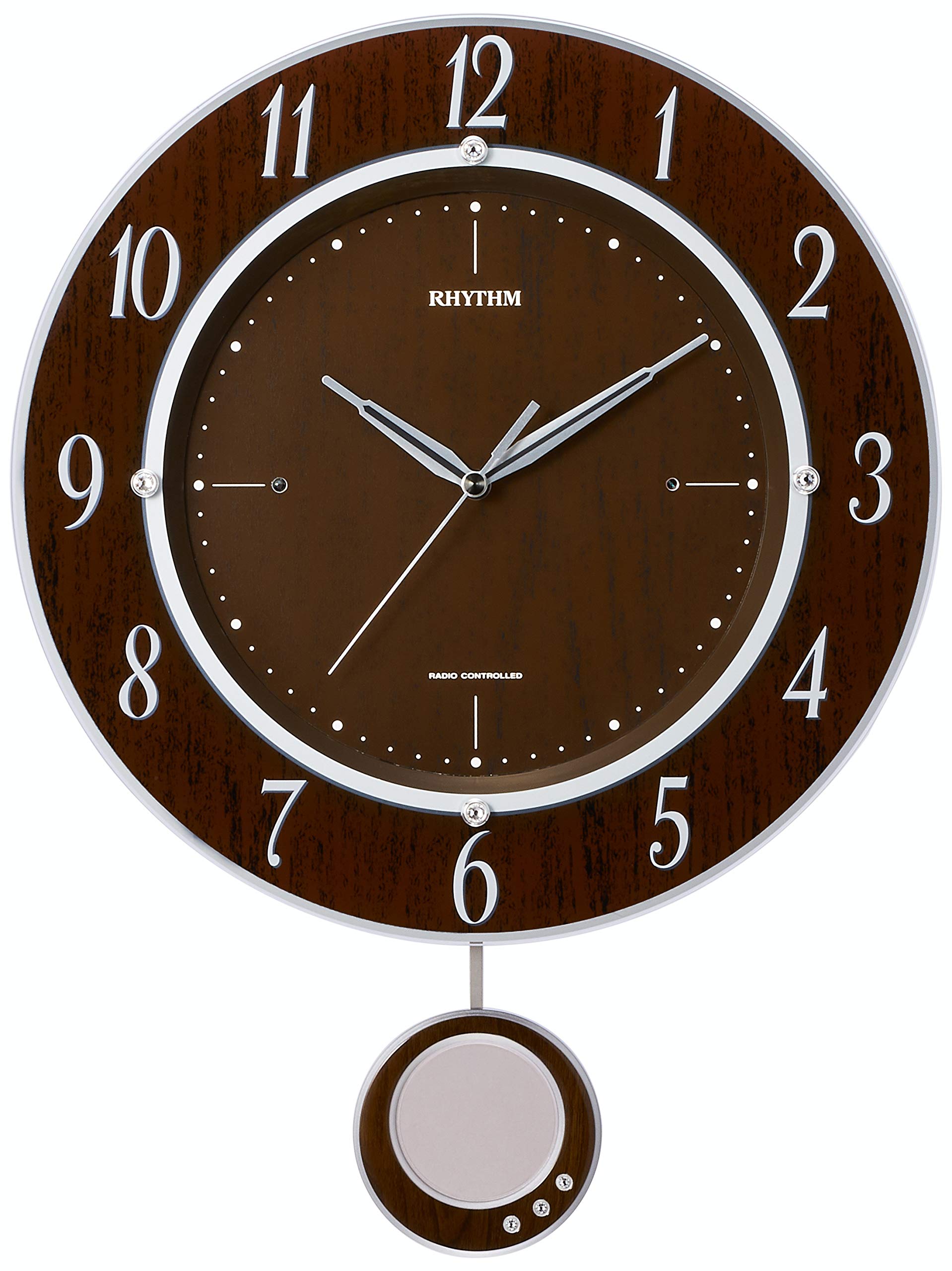 

RHYTHM Настенные часы TriMeteor 8MX403SR23, Радиоуправляемые часы, Маятник, Коричневые, 44.2x33x6.6см, DX,