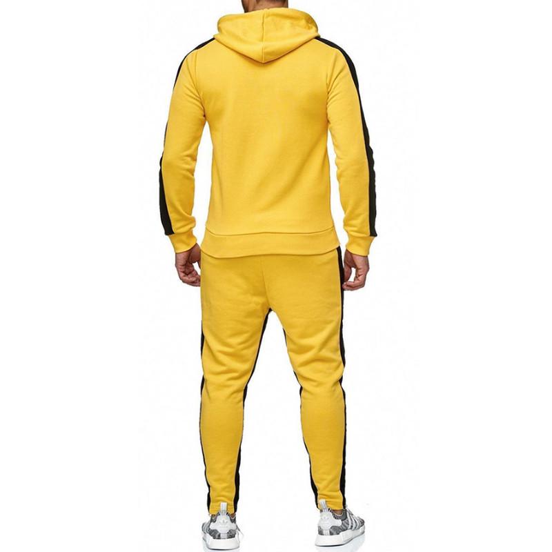 Men's  Winter Patchwork Sweatshirt Top Pants Sets Sports Suit Tracksuit