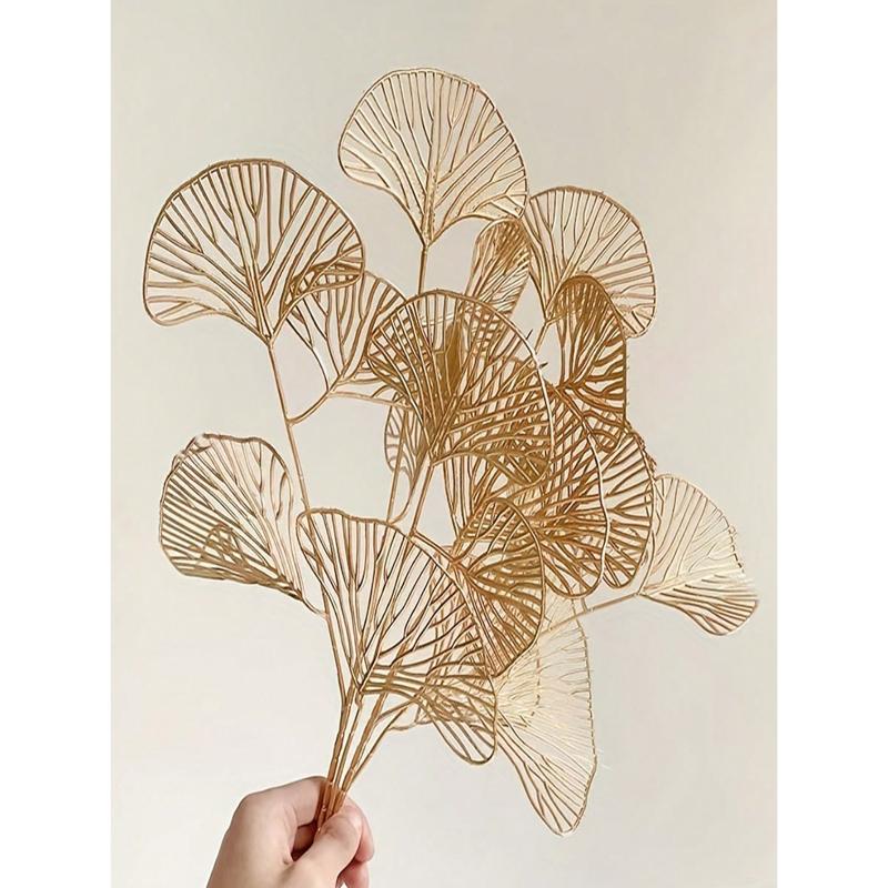 1 Golden Apricot Leaf Artificial Plant for Weddings, Parties and Home Decor - Realistic Simulation of Ginkgo Biloba for Indoor Table Center