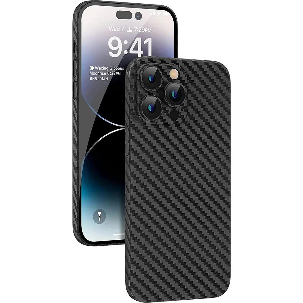 

0.3mm Ultra Thin Carbon Fiber Texture Hard Phone Case For iPhone 16 15 14 13 12 11 Pro Max 7 8 Plus Cover Soft Shell For iPhone 15