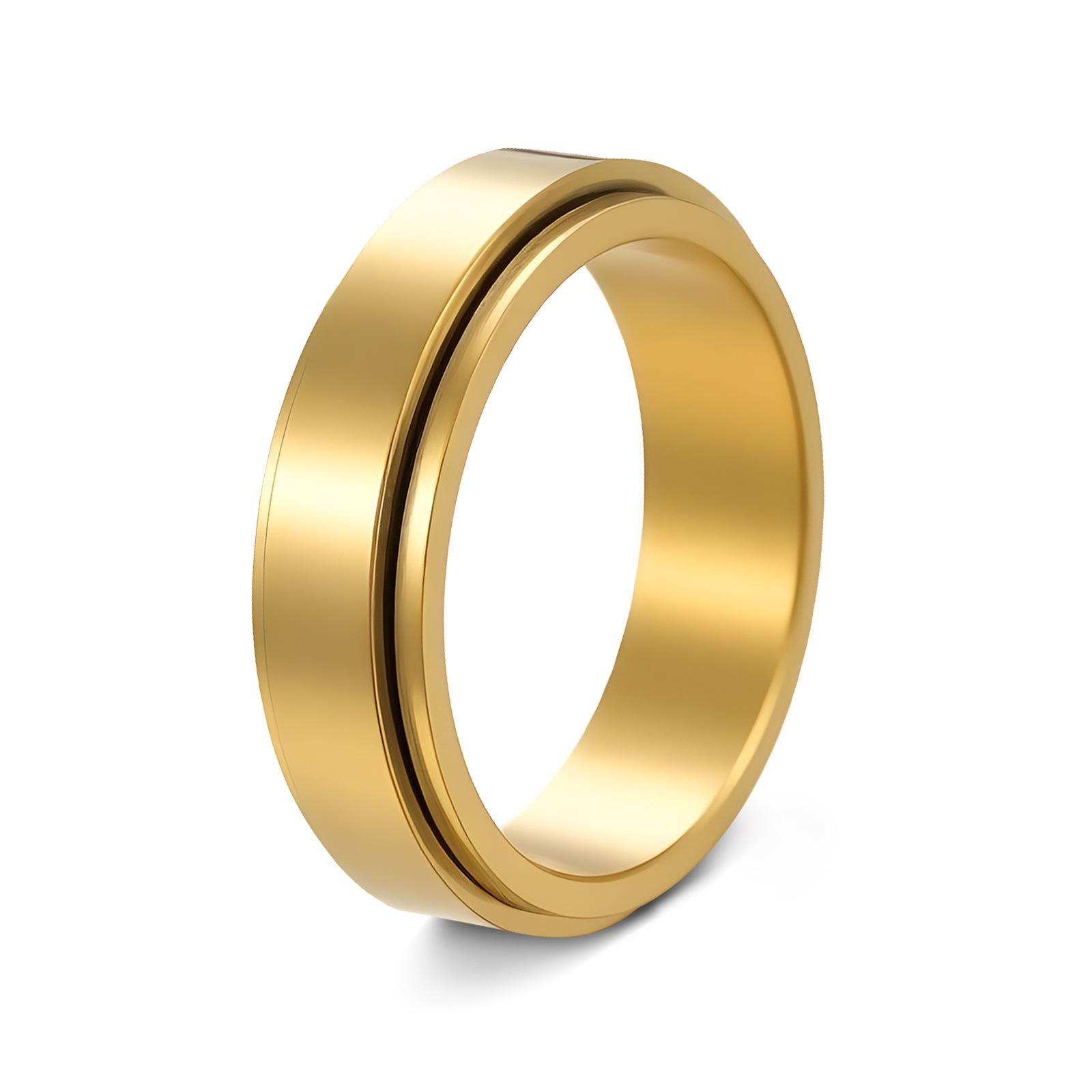 

Mens Titanium Steel Spinning Stress Relief Ring Smooth Electroplated US Size Durable Comfortable no. 5 золотой