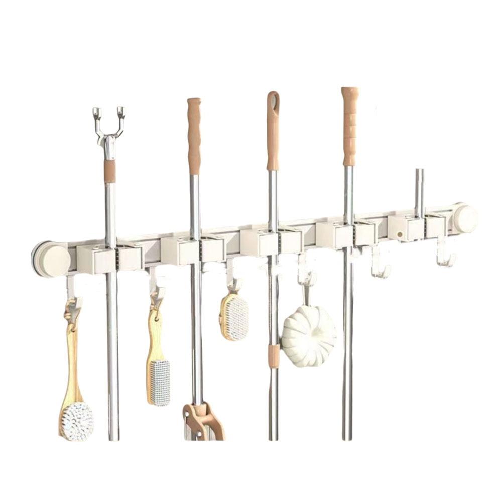 Space Aluminum Suction Cup Mop Clamp Reusable Mop Clip Rack Broom Mop Holder  Bathroom
