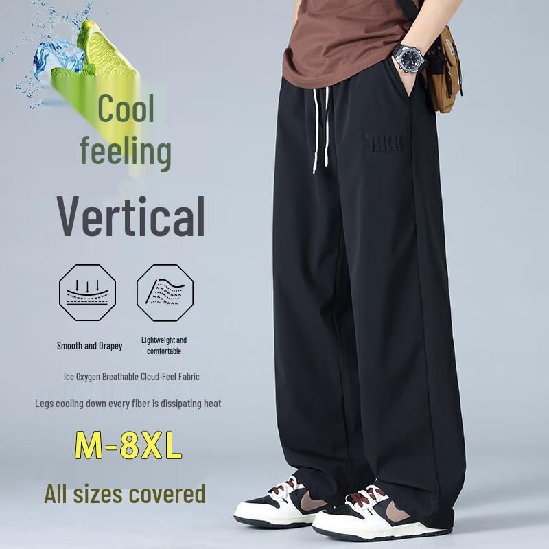 

Men s Loose-Fit Ice Silk Quick-Dry Straight-Leg Casual Pants 5XL