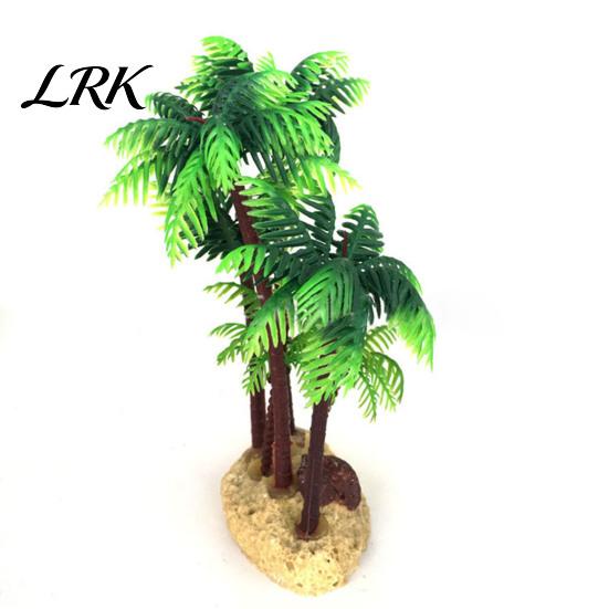 Realistic Aquarium Plants Artificial Plants, Miniature Plastic Coconut Trees, Safe Fish Tank Landscape Accessories for Betta Shrimp Turtles