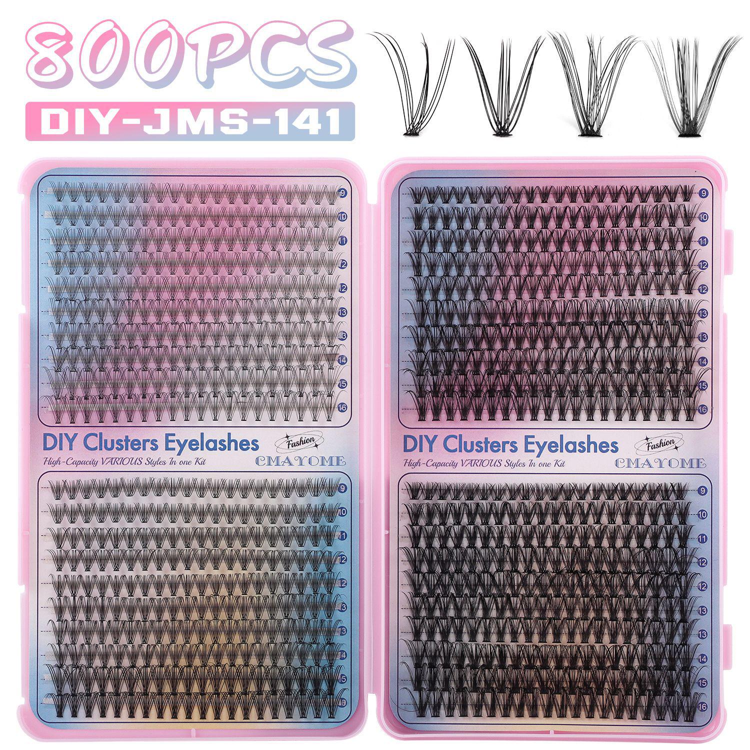 800 Cluster DIY D Curl Individual Lashes, 9-16mm, Dense & Segmented Grafting Style for European & American Markets