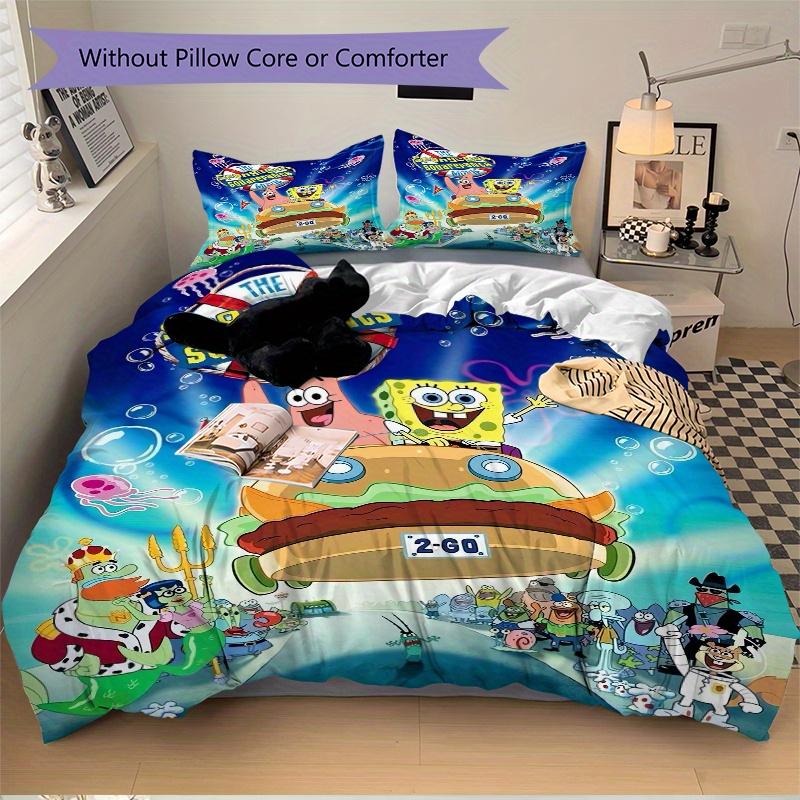 Set Biancheria da Letto Design Edizione Film SpongeBob 3 Pezzi Include Copripiumino e Federe, Adatto a Tutte le Stagioni F083