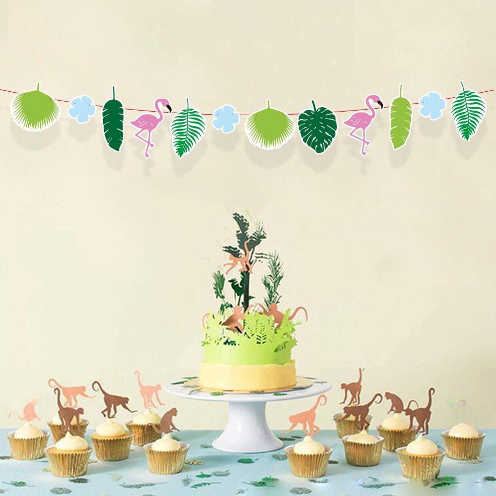 Flamingo And Playful Dinosaur Paper Decoration Garlands For Colorful Kids Birthday Parties