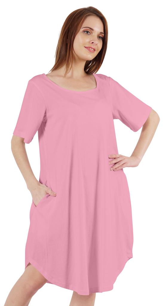 Inkmeso Noční košile pro ženy s krátkým rukávem W Noční košile s kulatým výstřihem Jersey tunika