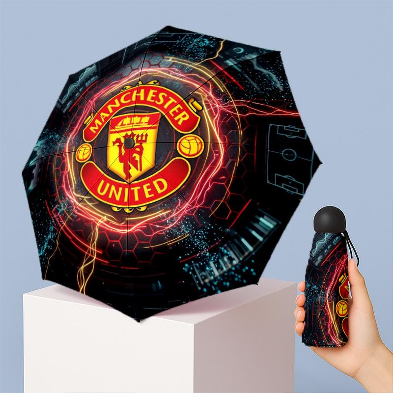 Manchester United Pattern Printed Mini 5 Folds 8 Ribs Compact Umbrella Windproof Waterproof Lightweight Portable Folding