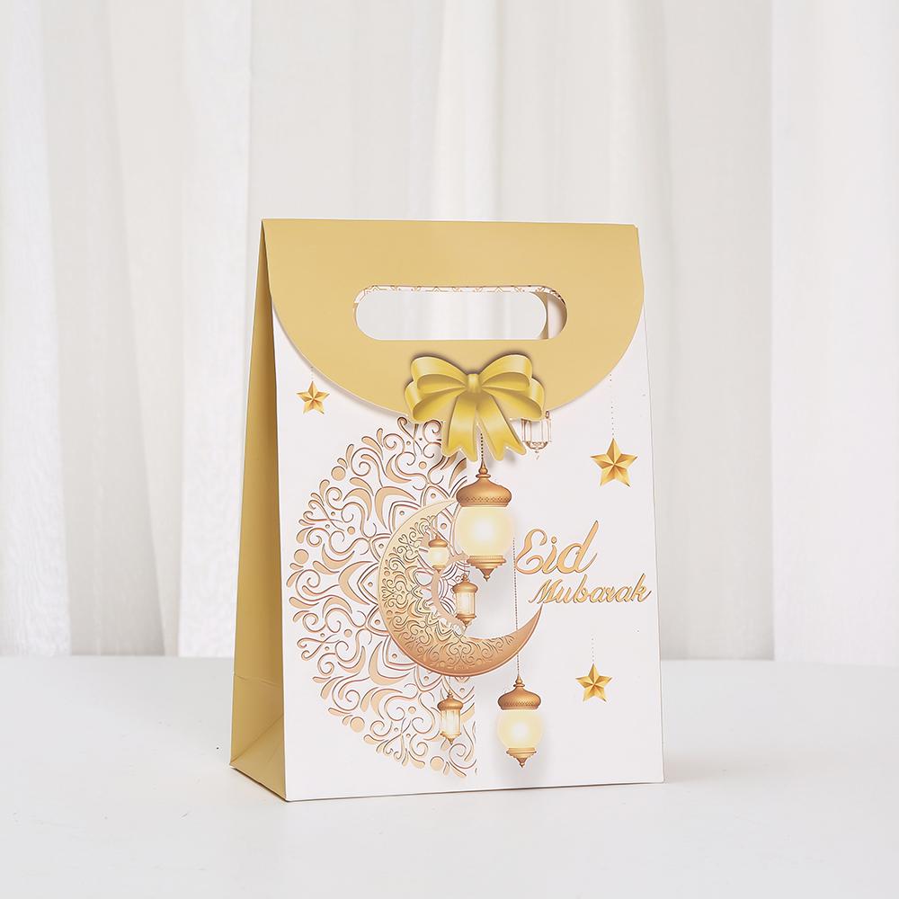 20pcs Eid Mubarak Ramadan Paper Tote Gift Bags Moon and Star Gift Bags for Party Favors Bakeries and Candy Packaging