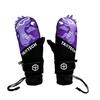 TaoTech Snowsaurus Mittens with Wrist Guards for Men and Ski Gloves with and Inner Lining Five-Finger Women, Protectors, (L, Purple)