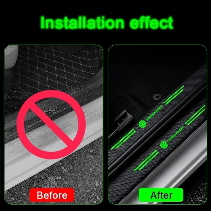 2025 Hot Luminous Car Door Sill Trim Stickers Protective Strip Film Decal for Volkswagen Polo Golf Touran Beetle Jetta Tiguan Ma