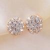 Circle Full Rhinestone Inlaid Ear Stud Women Elegant Earrings Banquet Jewelry