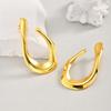 Irregular U-shaped Earrings for Women,Gold Color Exaggerated Stainless Steel Stud Earrings,Vintage Geometric Jewelry Gifts
