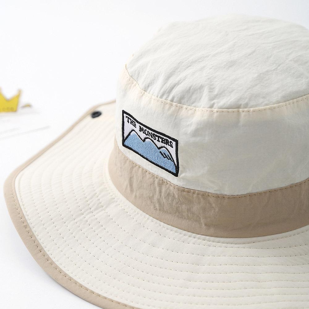 Big Brim Drawstring Children Bucket Hats New Boy Girl Patchwork Quick-dry Cap Panama Sunhat Hiking Fishing Hat Fisherman Caps