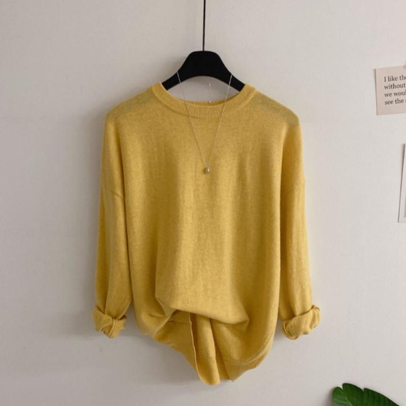 Honey J Women Hamyulon Cashmere Loose Fit Solid Wool Long Sleeve Knit 10 Colors