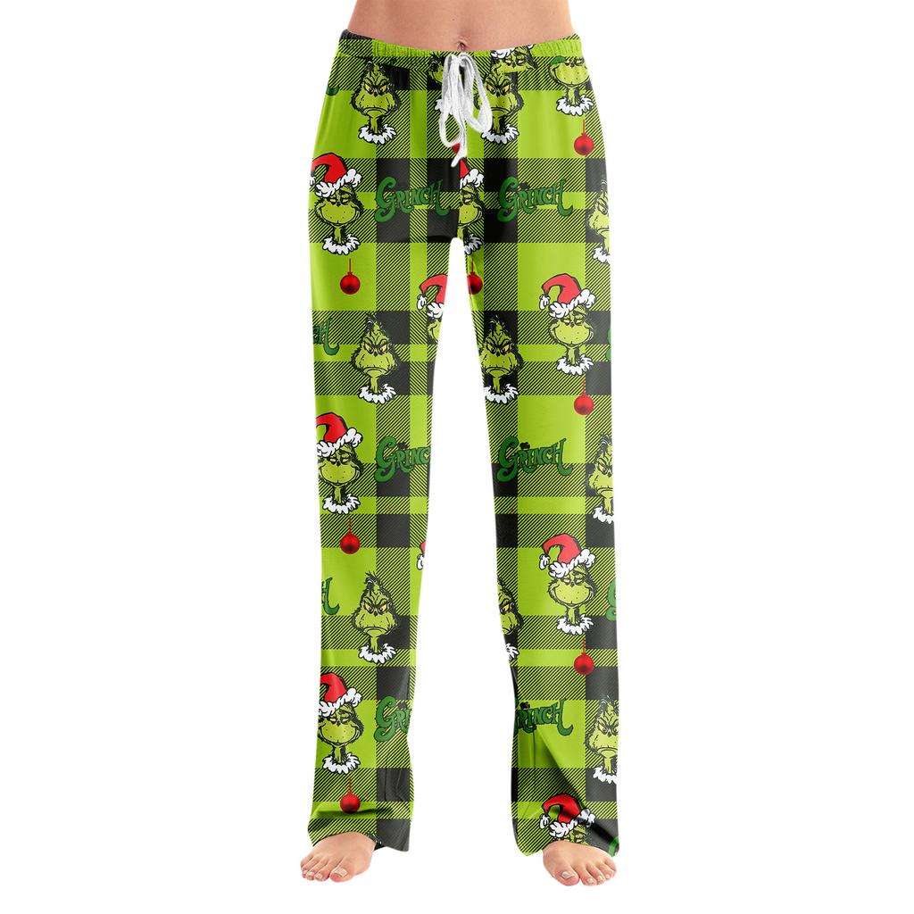 Pajama Pants Sleepwear Casual Drawstring Elastic Waist Pants Comfy Straight Yoga Loose Trousers