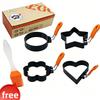 Stainless Steel Omelette Ring Used for Grills and Frying Pans Oil Brushes Pancakes and Egg Shakers with Silicone Handles