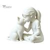 Girl Cat Sculpture 3D Printed and Statue, Cute with Kitty Figurine Resin Desktop Decor, Modern Art High-end Texture Ornament for Home Office