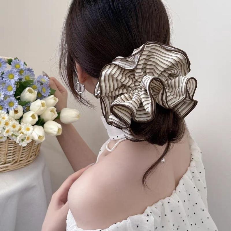 Large Scrunchies Vintage Plaid Hair Bands Elegant Elastic Ponytail Hair Ties Women Hair Accessories