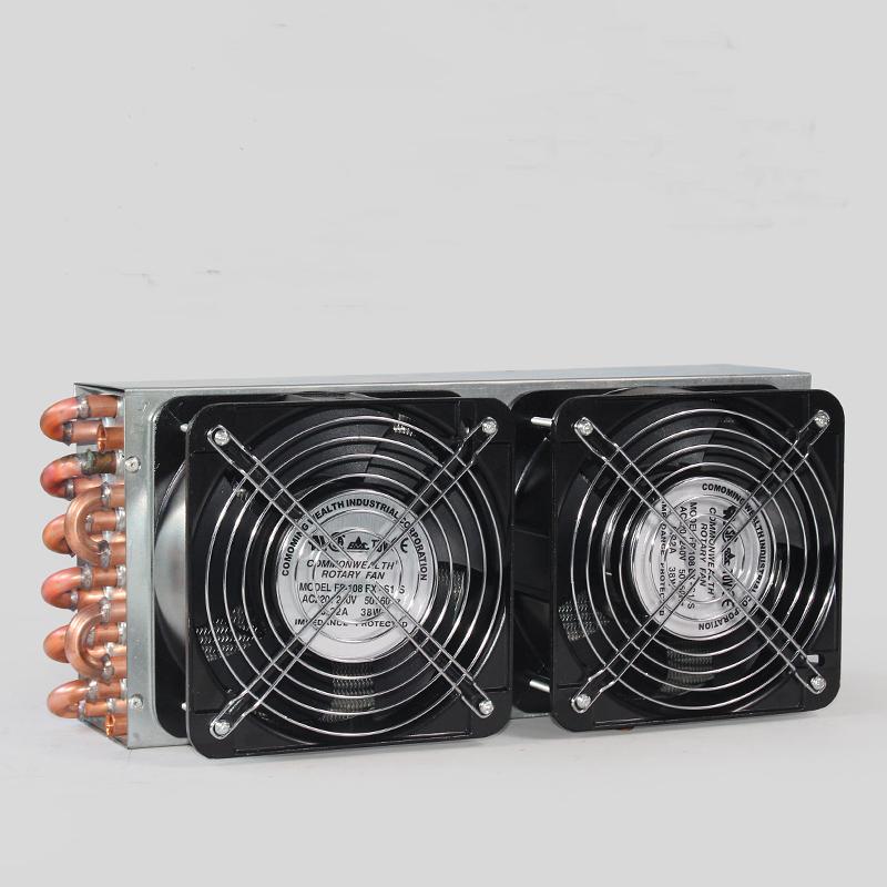 264mmx150mmx60mm Double Air Outlet Condenser Evaporator Water-cooled Finned Copper Tube Radiator Heat Sink Instrument Cooler