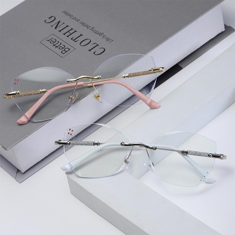 Anti-blue Light Glasses Cat Eye Metal Eyewear Women Rimless Luxury Eyeglasses Blue Light Blocking Man Lady Computer Eyeglas