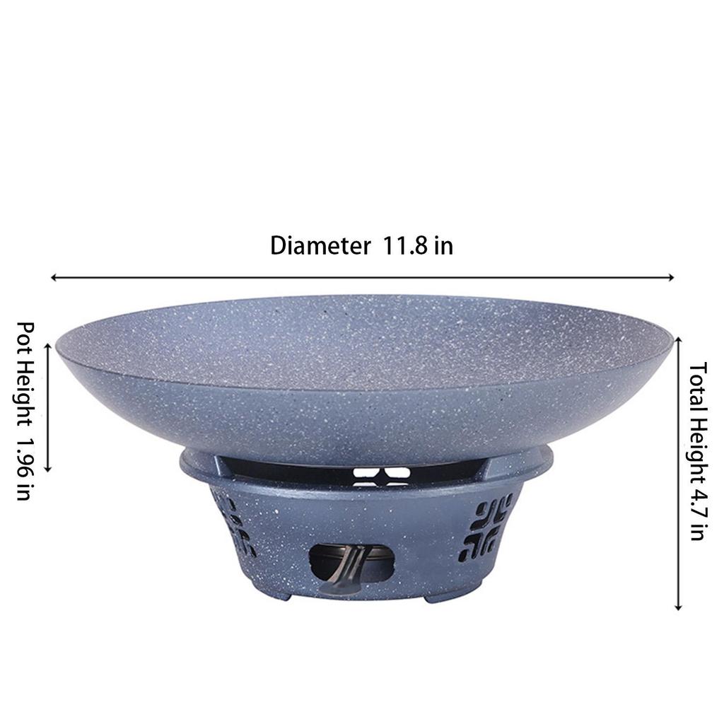 Pentola calda portatile antiaderente con bruciatore ad alcol, 2 in 1 cuocitore per pentola secca per cucina asiatica autentica, per uso domestico o ristorante