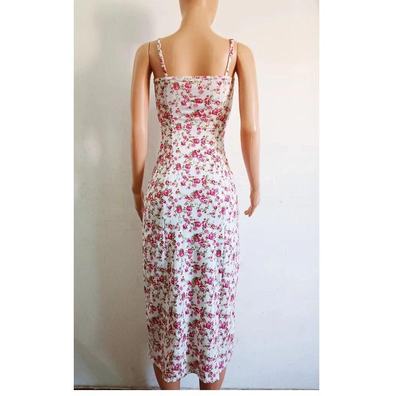Dress Floral Slit Slim-Fitting Strap Dress