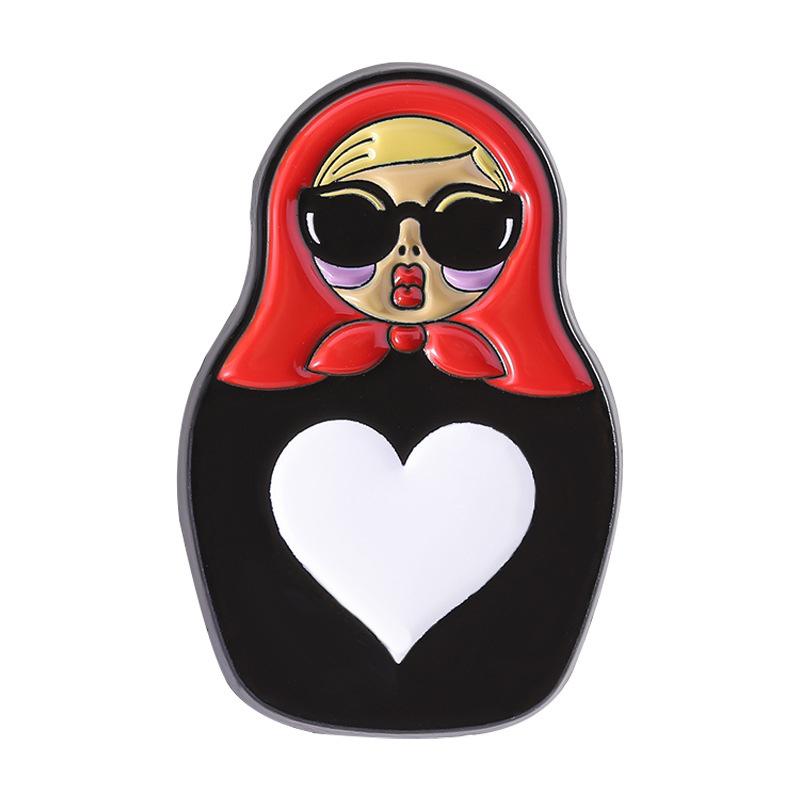 Cultural Costume Collected Enamel Pin Classic  Nesting Doll Metal Brooches Lapel Badge Jewelry Gift For Friends