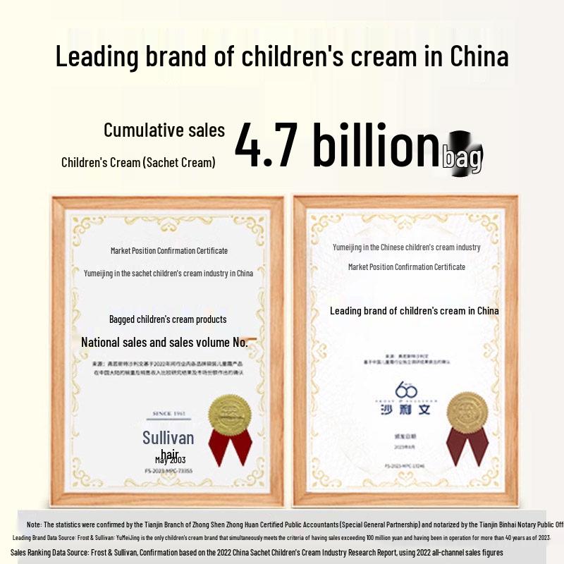 Yumeijing Children's Cream Set: 5-Bag Baby Face and Body Lotion, All Seasons, Official Genuine Product.