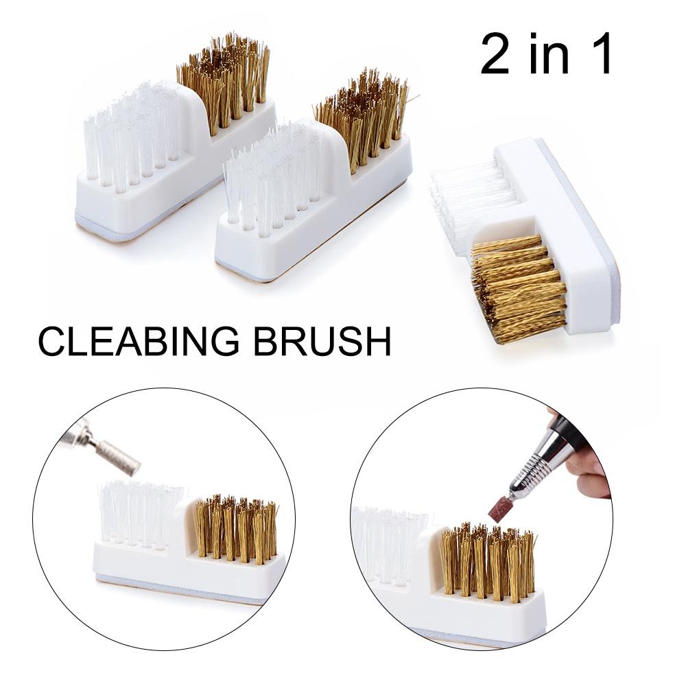 1 Stück Kunststoff-Nagelbürste Reinigungsbohrer Schleifkopf Tragbarer Reiniger Doppelseitige Bürste UV-Gel-Nagelkunstpflege Staubentfernung Maniküre-Werkzeuge