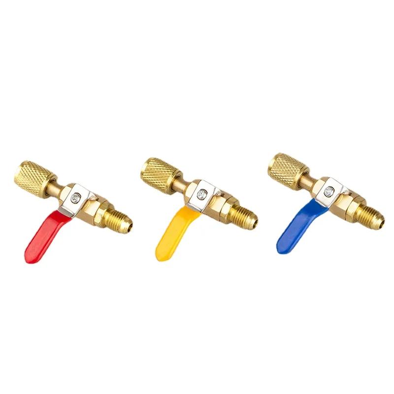 3PCS R410A Refrigerant Straight Ball Valves AC Charging 5/16" Male To 5/16" Female SAE Valve