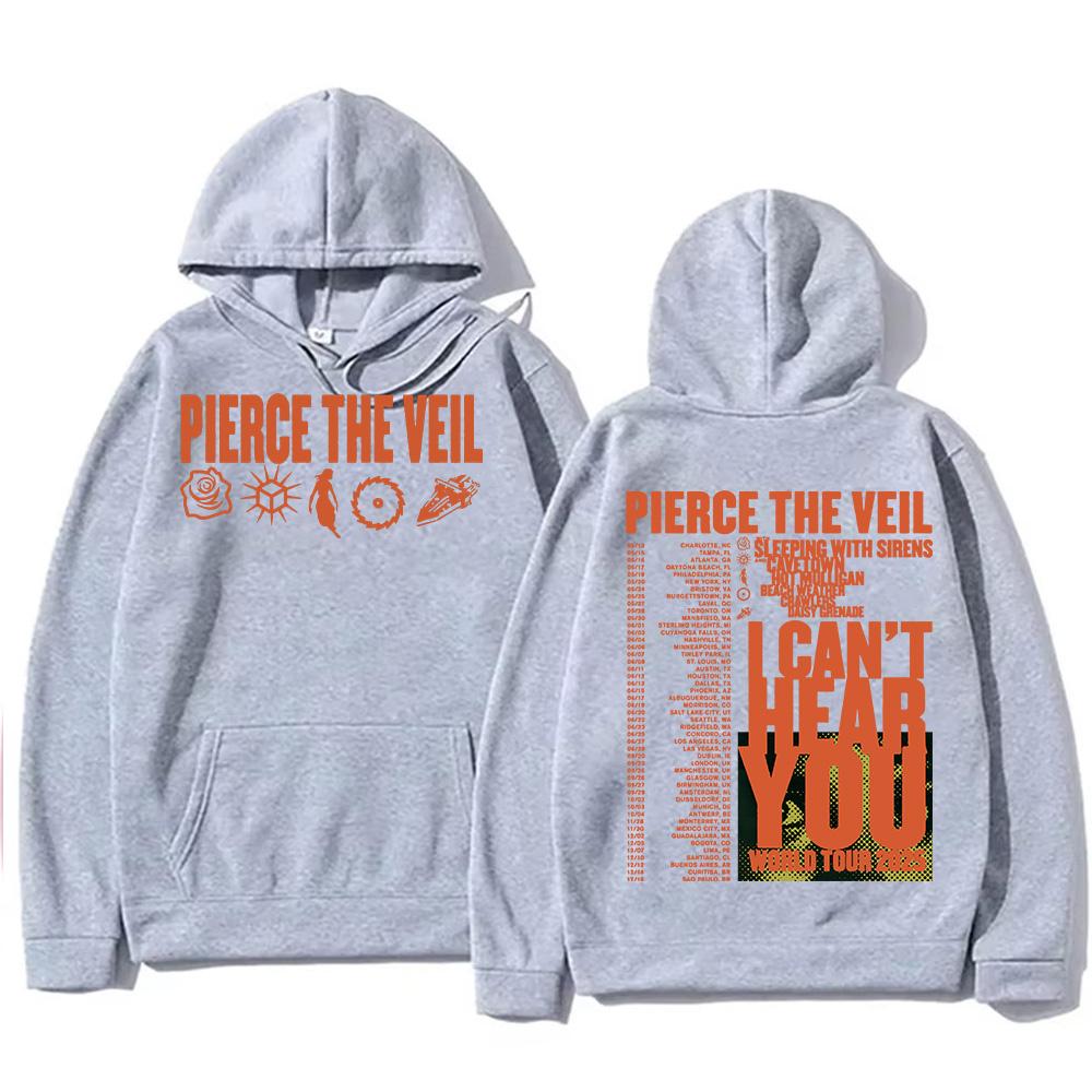 Pierce The Veil „I Can't Hear You“-Tour 2025 Hoodies – Rockband, Hip-Hop, Unisex-Streetwear für Damen und Herren – Modischer Pullover
