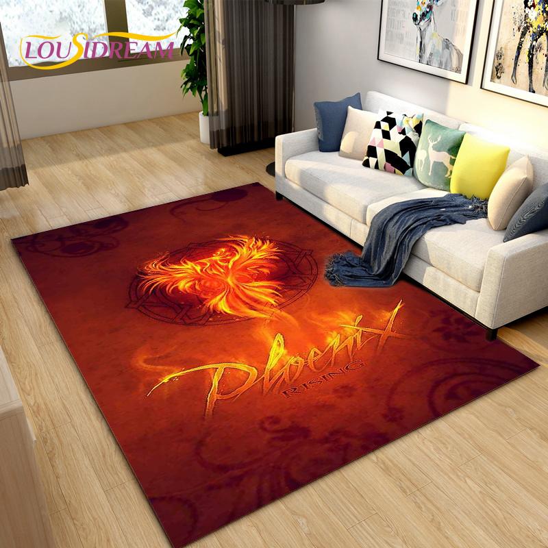 3D Phoenix Bird Area Rug Large,Carpet Rug for Living Room Bedroom Sofa Decoration,Kitchen Bathroom Non-slip Floor Mat  alfombra