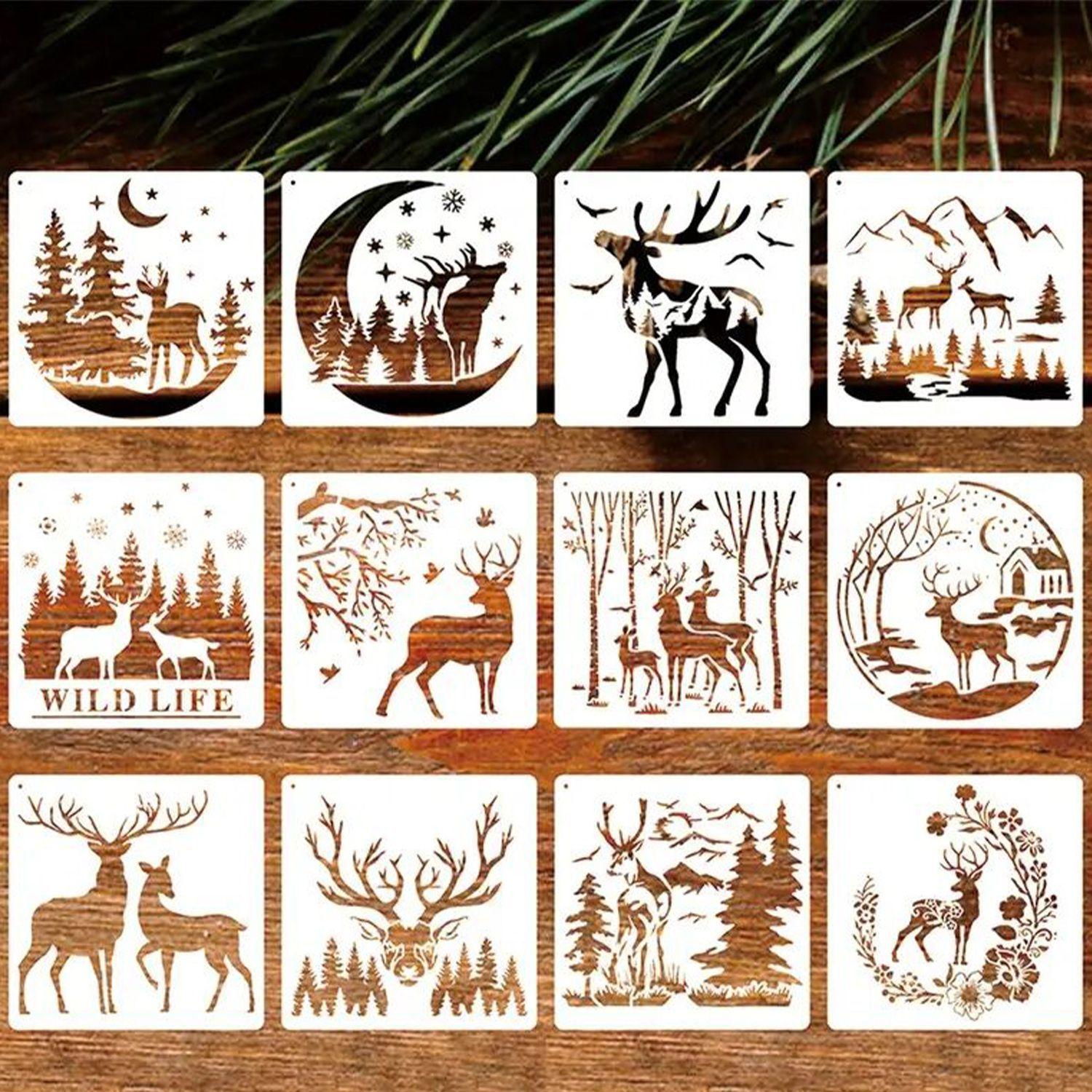 

Рождественские шаблоны для рисования, Детские, Раскрашенные плакаты, Сделай сам, Имитация доски для практики с вырезами, Рождественское украшение 12pcs