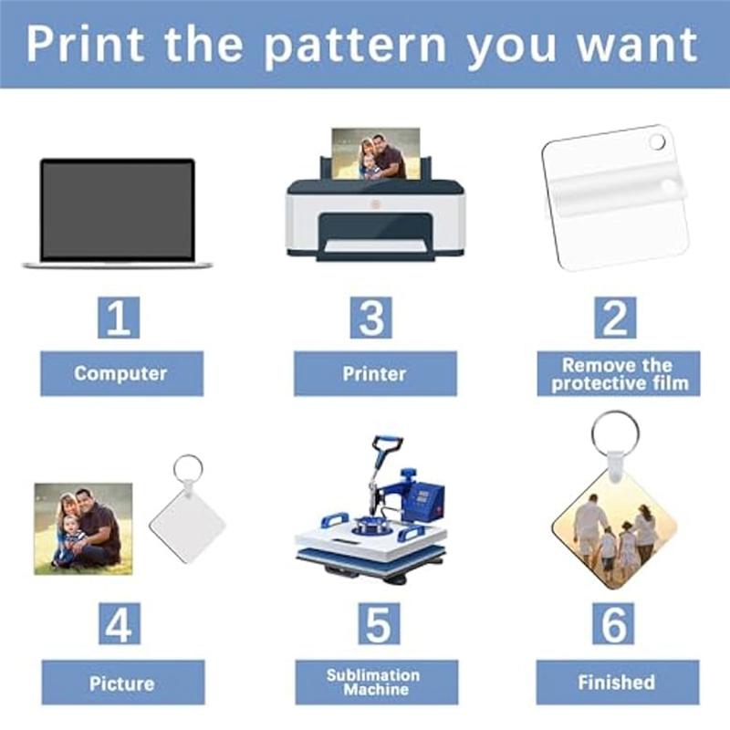 M-Modern-240Pcs Sublimation Keychain Blanks Double Sides 80 MDF Sublimation Keychains Blank With 160 Rings And Clips